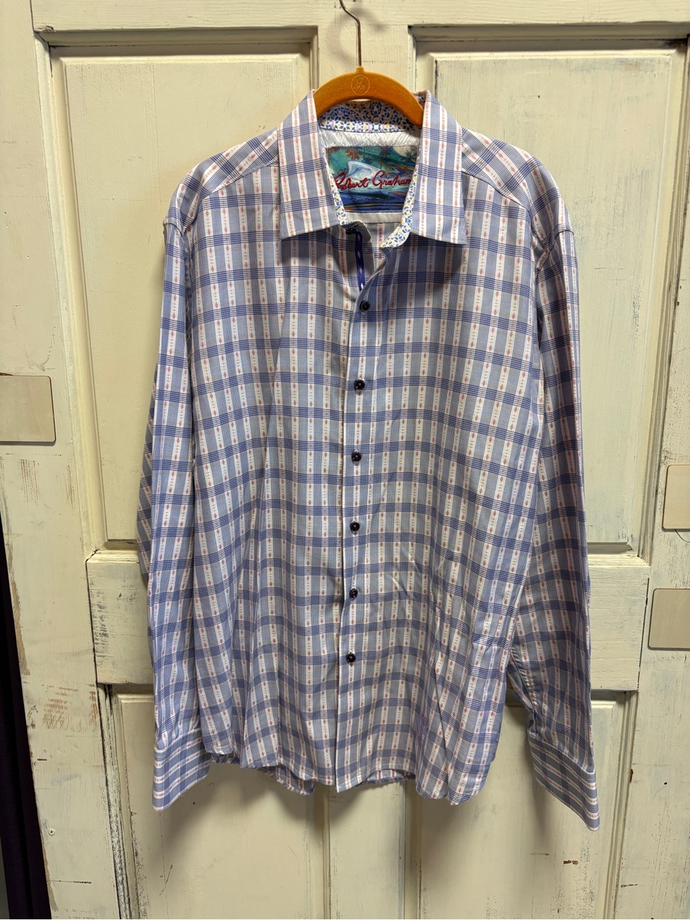 Robert Graham Blue and White Checked Button-Down Shirt
